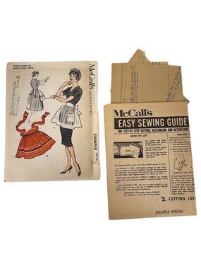 Vintage McCalls Half Apron Sewing Pattern One Size 1950s 1958 Hostess Uncut FF